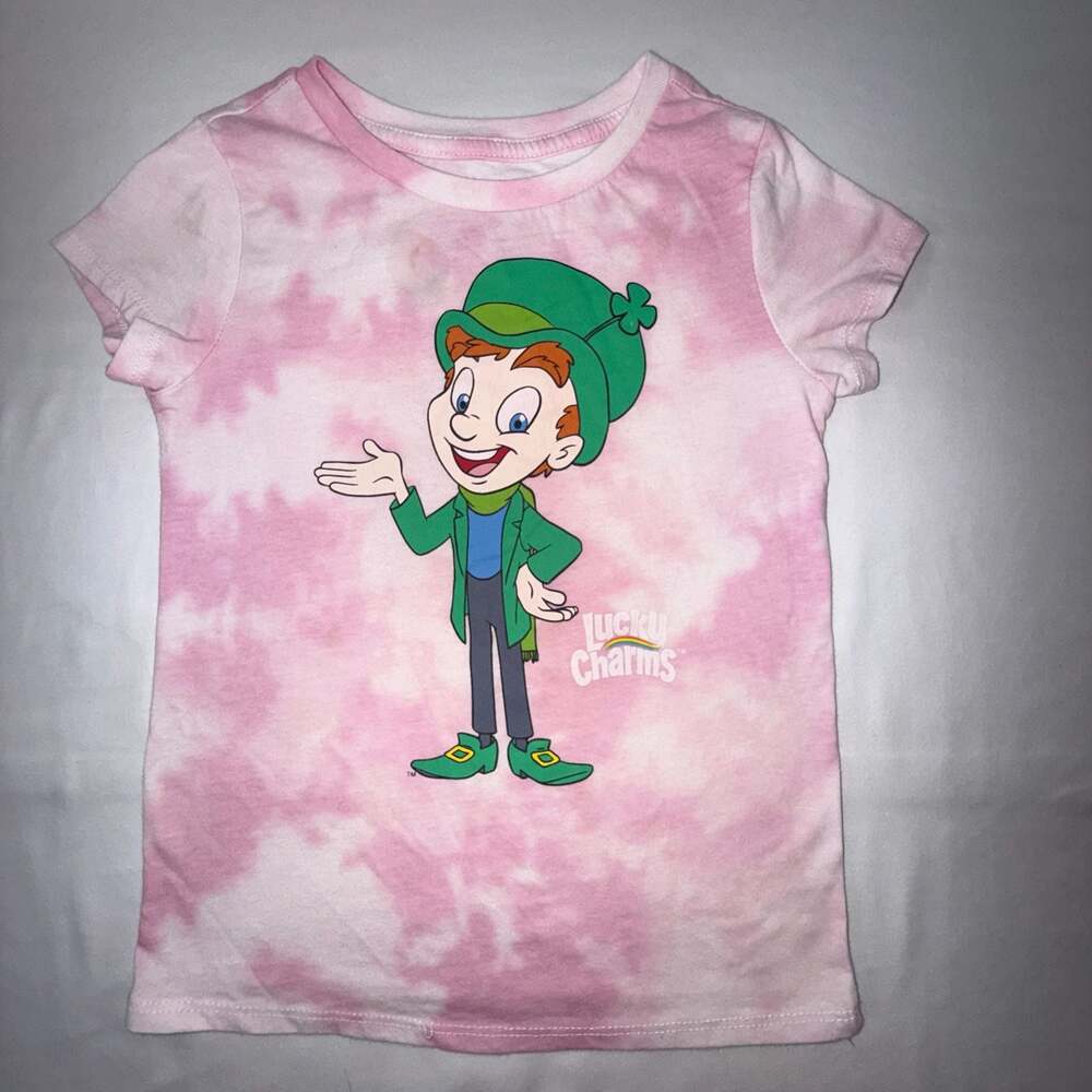 Lucky Charms Girls Pink Tie-Dye Short Sleeve T-Shirt Size Small 6/6X